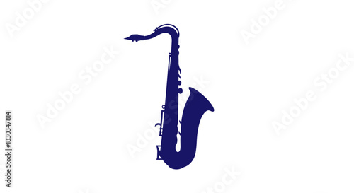 Illustration of a blue saxophone on a white background.