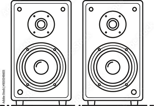 Pair of audio speakers, representing sound, music, entertainment, and hifi systems