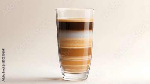 Tall iced coffee glass with visible espresso layers