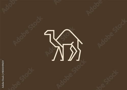 A geometric camel logo designed with angular line structures, capturing its iconic hump and posture while expressing endurance, balance, and desert resilience in a modern minimal style