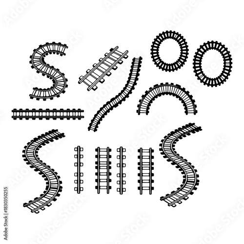 Fotografía Rails set Isolated. Vector railways on background.