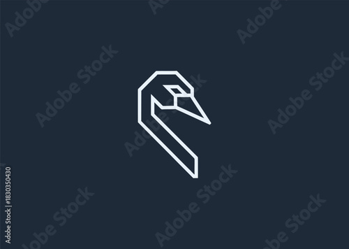 A geometric swan logo formed with elegant linear facets, highlighting its curved neck and graceful silhouette, symbolizing purity, beauty, and refined serenity