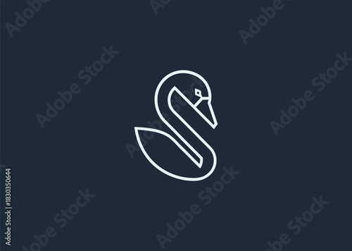 A geometric swan logo formed with elegant linear facets, highlighting its curved neck and graceful silhouette, symbolizing purity, beauty, and refined serenity