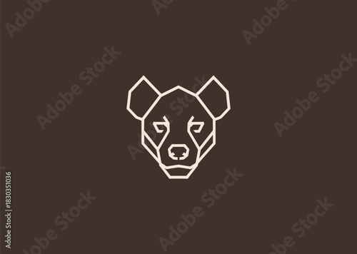 A geometric hyena line logo featuring sharp abstract contours that emphasize its alert expression and dynamic energy, representing adaptability, intelligence, and raw wilderness
