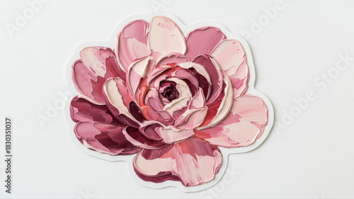 Blush floral sticker featuring a detailed rose illustration isolated on a clean white background