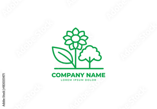 Line drawing of plants Logo design for your company branding