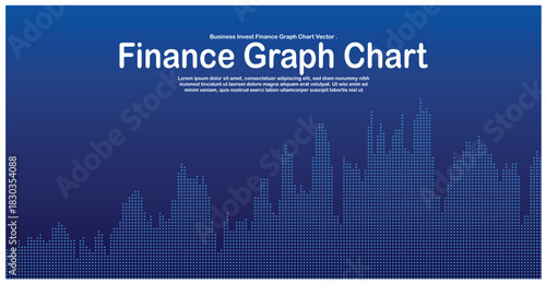 Digital Finance Graph Chart with Dotted Bar Data Visualization on Blue Background
