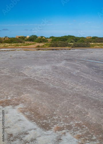 Abandoned Curral Velho Village overlooking the salt flats of Boa Vista island