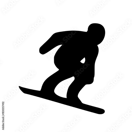 silhouette of a snowboarder on white background.