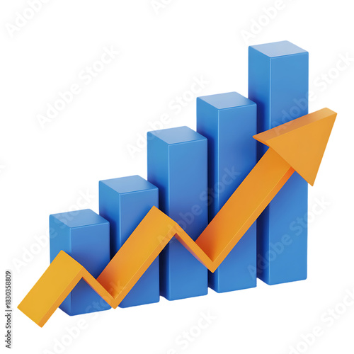 Free Download Growth bar chart with arrow - GFXLoad