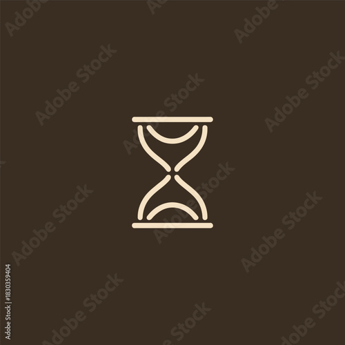 Hourglass line art logo with elegant flowing minimal outline style.