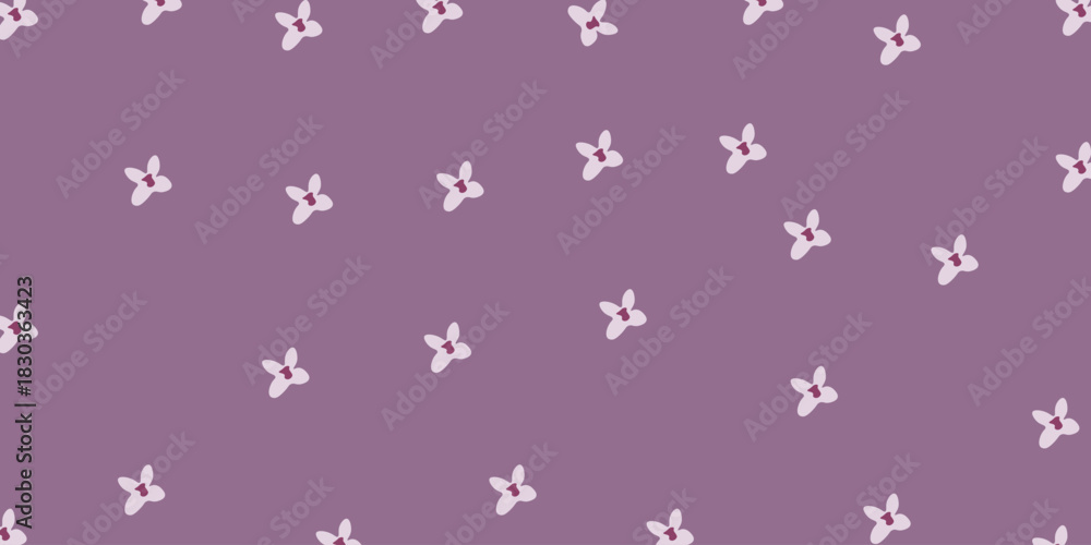 Fototapeta premium Soft Lilac Botanical Seamless Pattern for Surface Design. A gentle lilac floral seamless pattern featuring soft purple blooms. Ideal for textiles, packaging, wallpaper, and modern decorative projects.