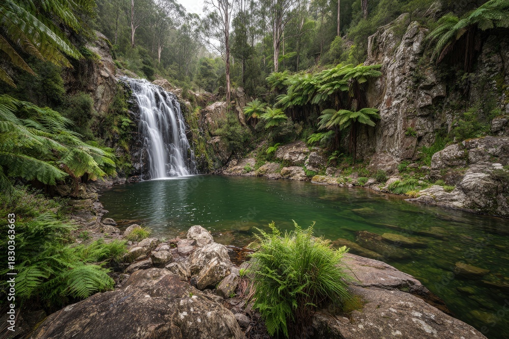 Fototapeta premium Tranquil Forest Waterfall Landscape