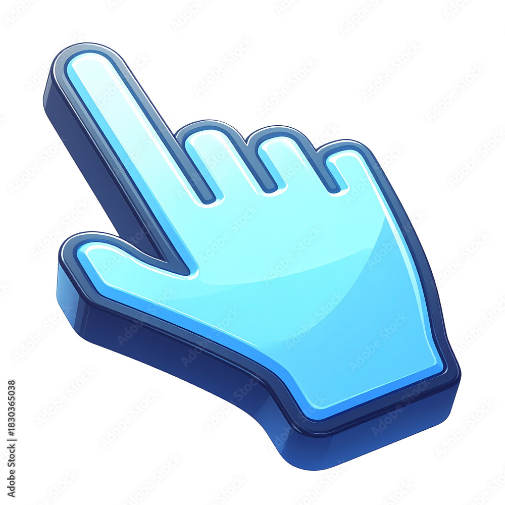 Fototapeta premium 3d Click pointer cursor hand icon on white background - 3d illustration