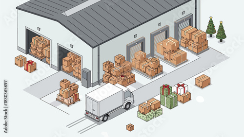 Isometric Holiday Shipping and Logistics Vector
