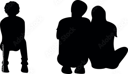 Vector silhouette of a man. Romantic couple silhouette embracing, romantic love and alone man beside alone silhouette isolated on a white background