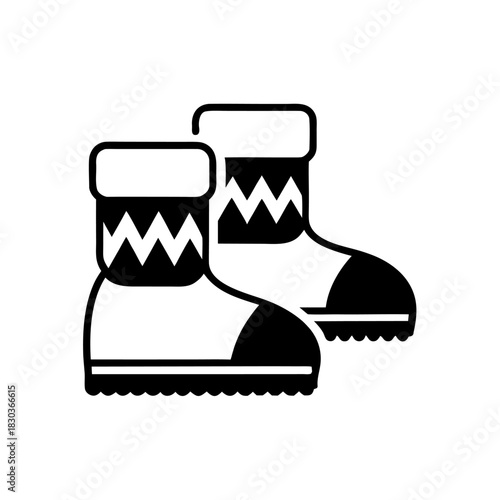 Cozy winter boots icon with a fur edge, representing warmth, comfort, and winter protection.