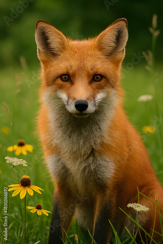 red fox in the grass