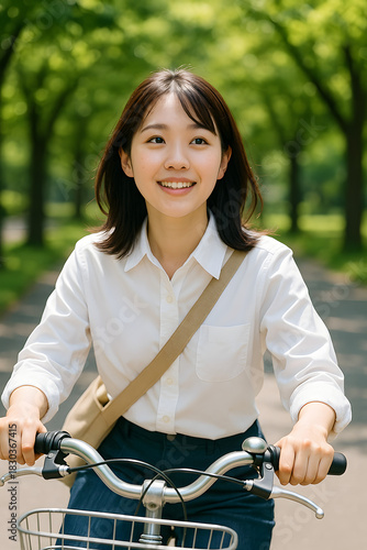 young woman with bicycle