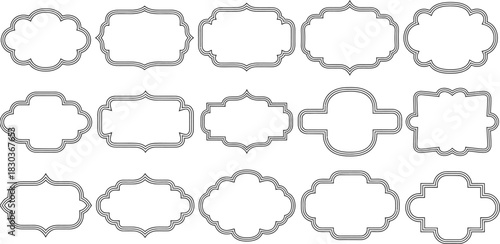 Collection of fifteen decorative frames with elegant designs, isolated on, perfect for adding a touch of sophistication