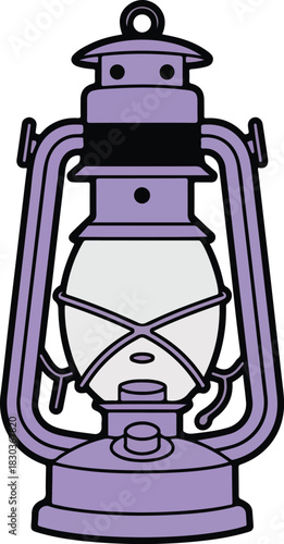 Vintage Purple Kerosene Hurricane Lantern Illustration