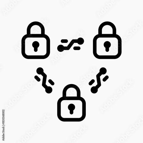 Data Transfer Encryption icon in line style, representing secure communication and protected data exchange.