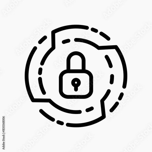 User Authentication icon in line style, showing identity verification and secure login functions for protected accounts.