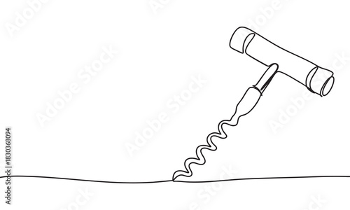Continuous Line Drawing of a Corkscrew