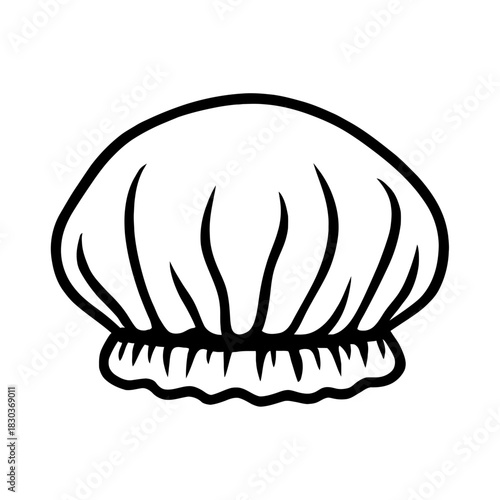Essential waterproof shower cap illustration, perfect for protecting hair during bathing or showering. This versatile and hygienic bath cap outline drawing is ideal for spa, beauty, travel