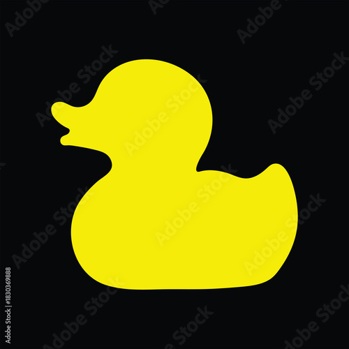 Black rubber duck silhouette isolated on white background. Rubber duck icon vector illustration design.