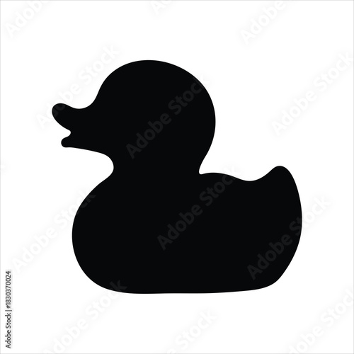 Black rubber duck silhouette isolated on white background. Rubber duck icon vector illustration design.