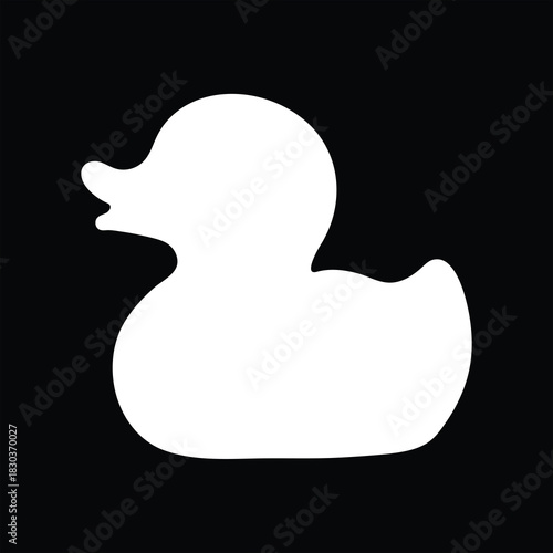 Black rubber duck silhouette isolated on white background. Rubber duck icon vector illustration design.