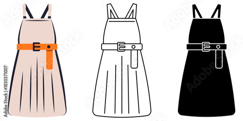 Women casual midi dress isolated vector illustration