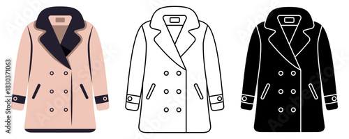 Stylish winter coat isolated vector illustration