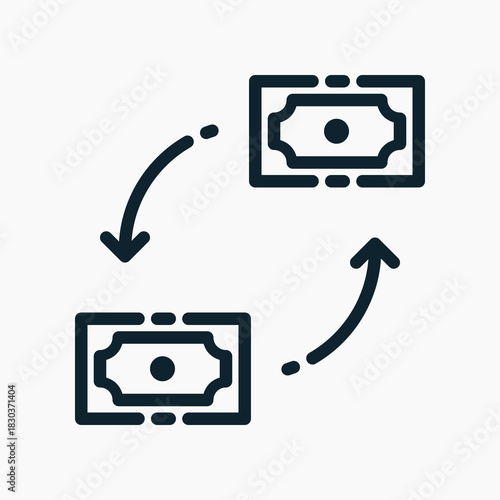 Money Transfer Icon in line style. Perfect for apps, websites, UI UX, presentations, or infographics. Editable illustration file with clean design and modern design.