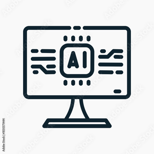 AI Analytics Icon in line style. Perfect for apps, websites, UI UX, presentations, or infographics. Editable illustration file with clean design and modern design.