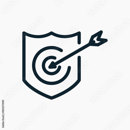 Shield Target Icon in line style. Perfect for apps, websites, UI UX, presentations, or infographics. Editable illustration file with clean design and modern design.