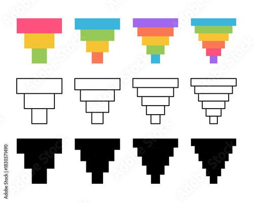 Marketing infographic icon collection. Funnel diagram template for business
