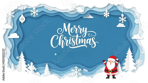 Whimsical paper cut style illustration celebrating the winter holiday season with festive cheer