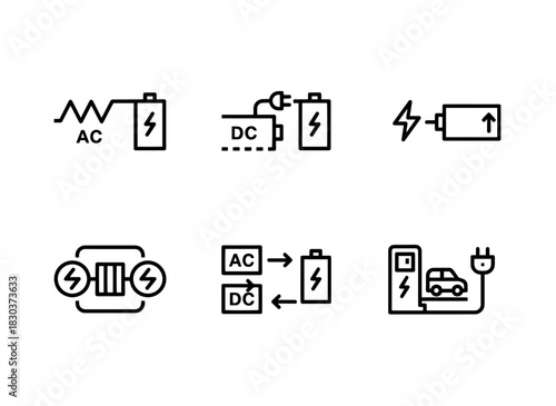 AC DC Charging High Voltage Charging Transformer Electric Vehicle Charger Icons