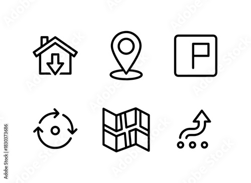 Address Location Pin Map Marker GPS Location Map Directions Minimal Bold Line Icons