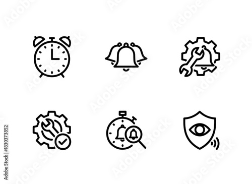 Alarm Clock Face Alarm Icon Set Alarm Installation Alarm Maintenance Alarm Testing Icons