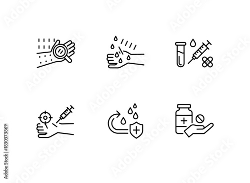 Allergy Test Skin Prick Test Blood Test Allergy Shot Immunotherapy Antihistamine Icons