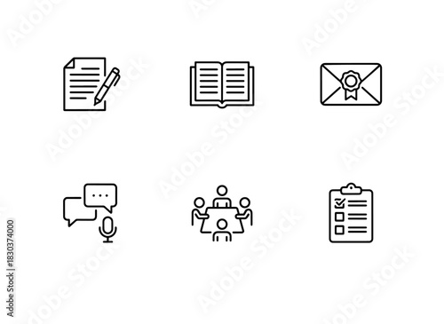 Application Form Essay Submission Recommendation Letter Interview Scholarship Committee Icons
