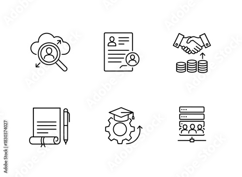 Applicant Tracking System Job Description Salary Negotiation Employment Contract HR Icons