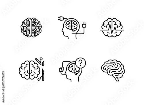 Artificial Intelligence Brain Interface Brain Monitoring Brain Surgery Tools Brain Health Icons