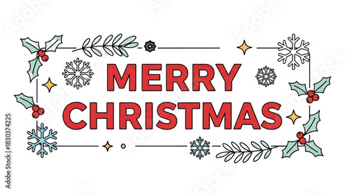 Festive Holiday Greeting Card with Merry Christmas Message and Winter Decorations
