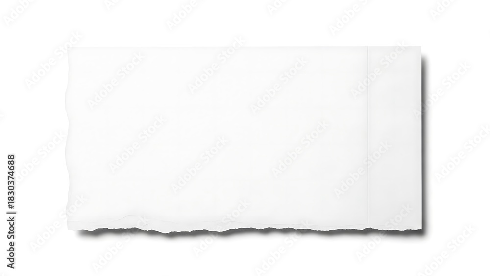 Obraz premium Torn white paper strip with rough edges isolated on white background.