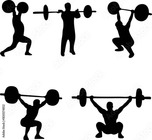 Sport people icons gym lifting warmup stretch symbols fitness poses pictograms sports exercises athl