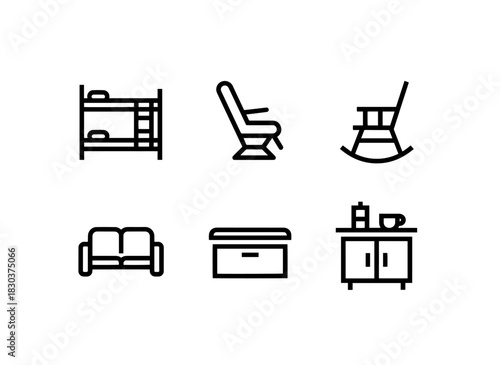 Bunk Bed Reclining Chair Rocking Chair Sofa Bed Storage Bench Coffee Cabinet Minimal Bold Line Icons